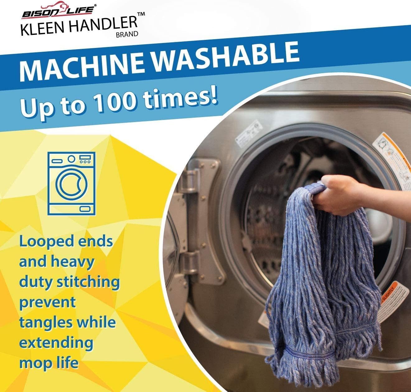 KLEEN HANDLER Heavy Duty Blue Mop Head Replacement Pack of 3