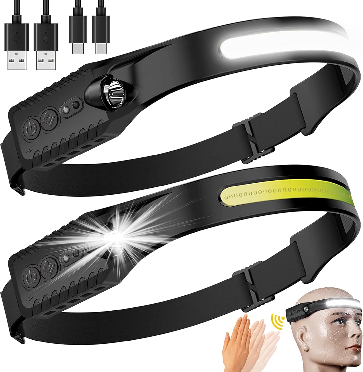 Rechargeable LED Headlamp with 230 Wide Beam