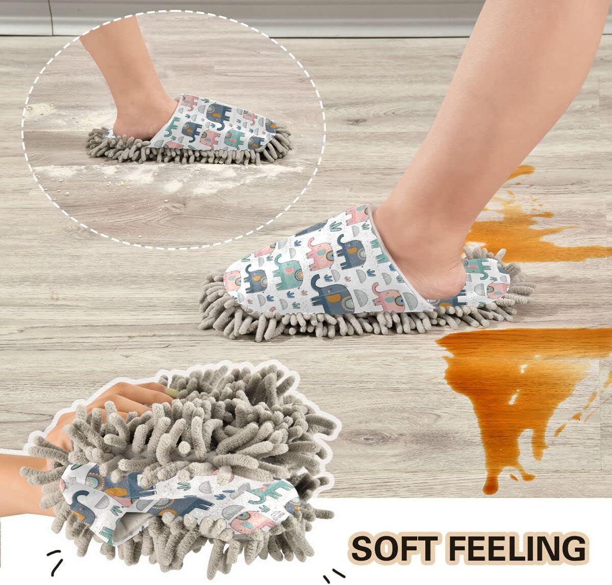 Elephants Mop House Slippers for Women