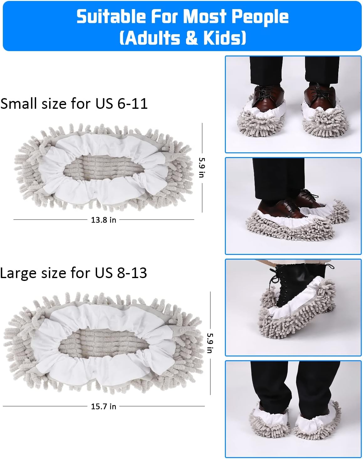 8-Piece Mop Slippers Premium Microfiber Reusable Machine Washable