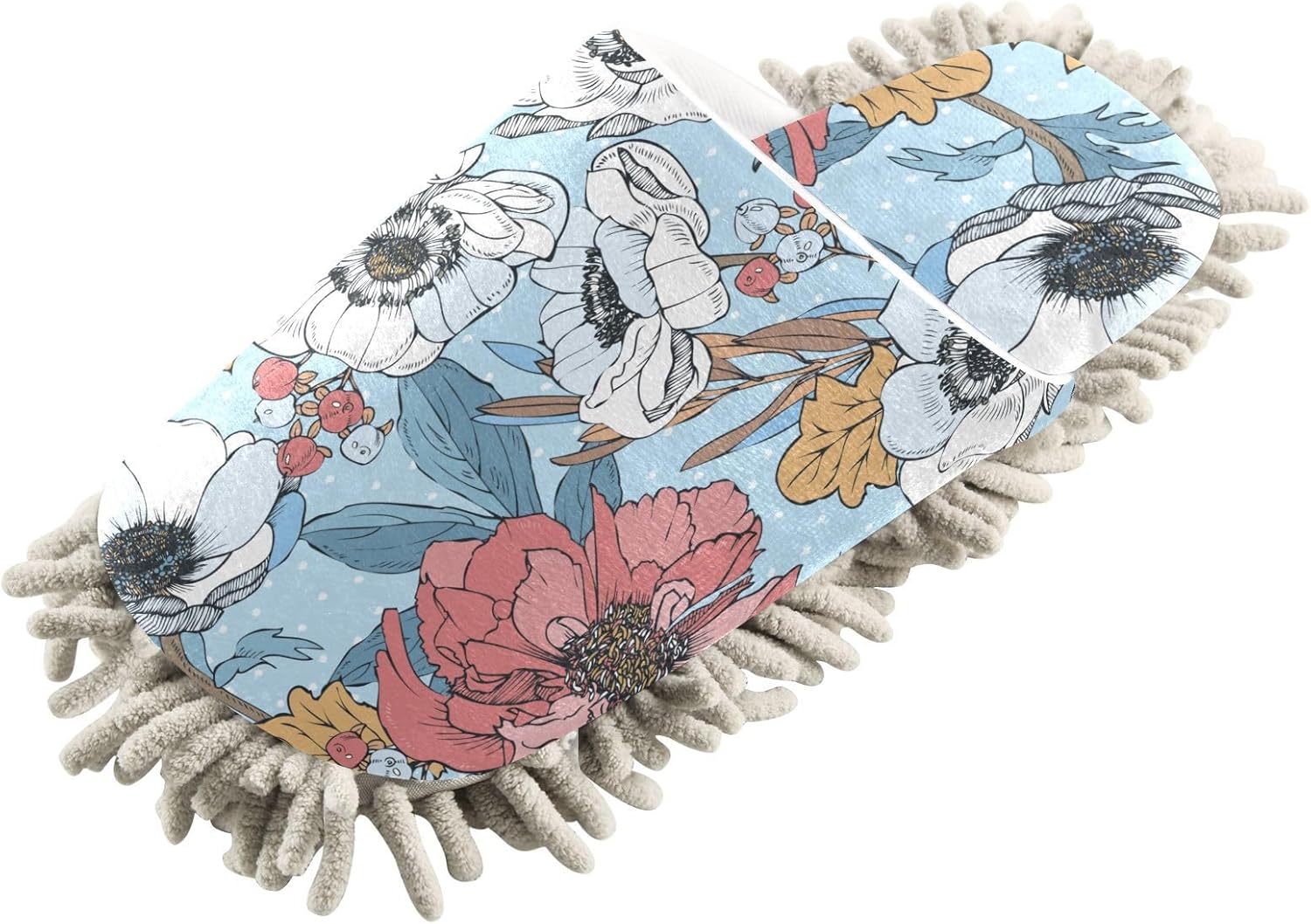 Kigai Microfiber Slippers with Peonies Pattern - Perfect for Floor Cleaning