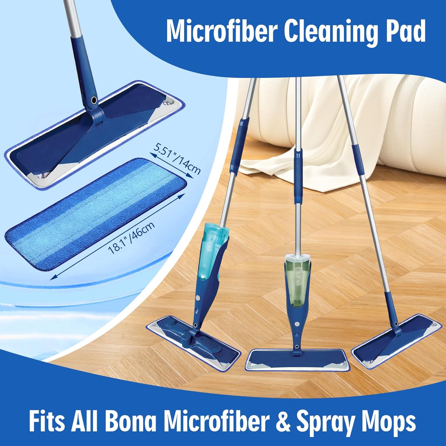 8-Pack Microfiber Mop Pads