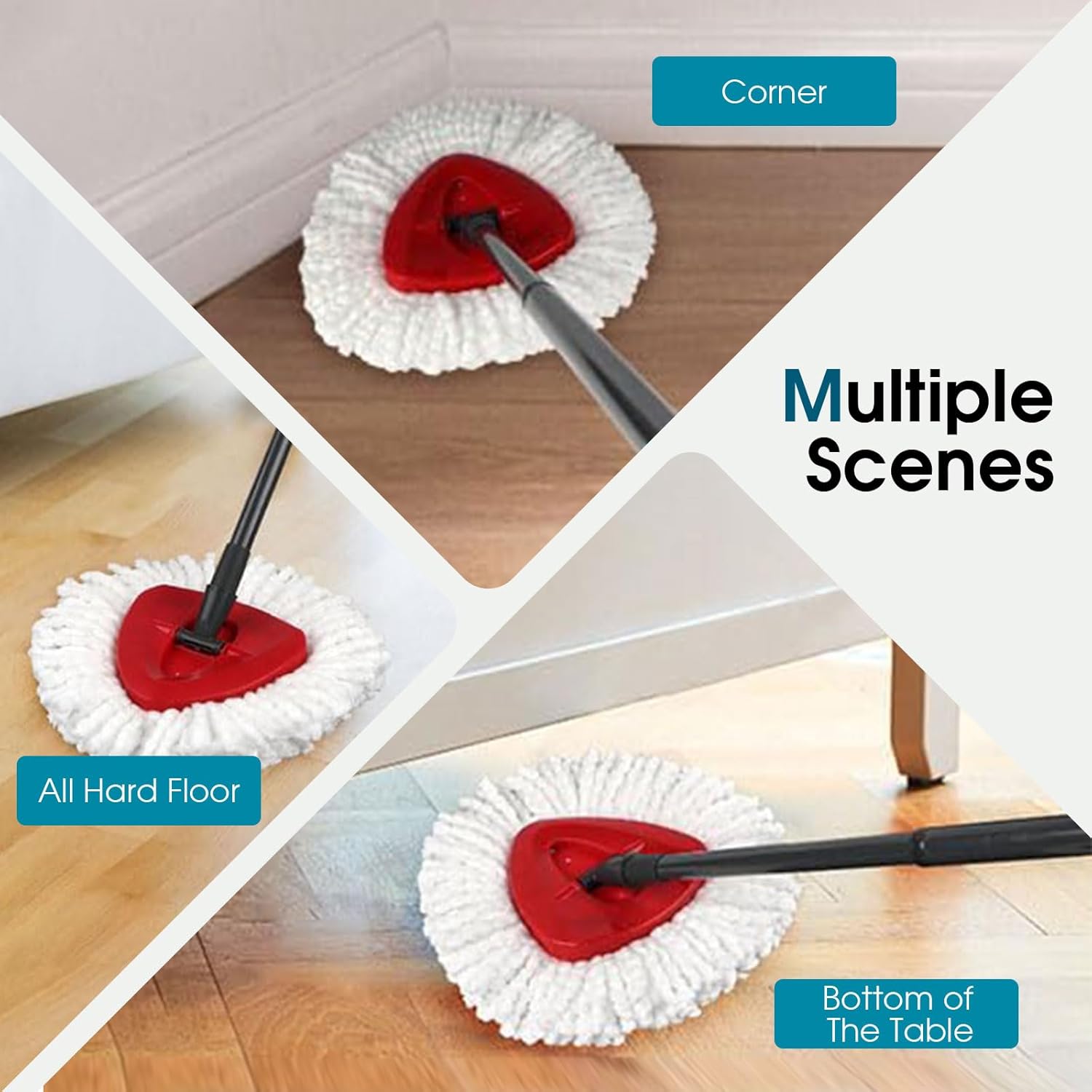 EPSUNORISE 4-Pack Mop Heads Compatible with Triangle Spin Mops