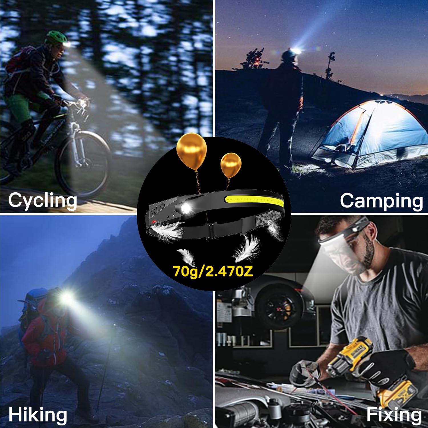 KunHe Rechargeable Headlamp with 230 Wide Beam