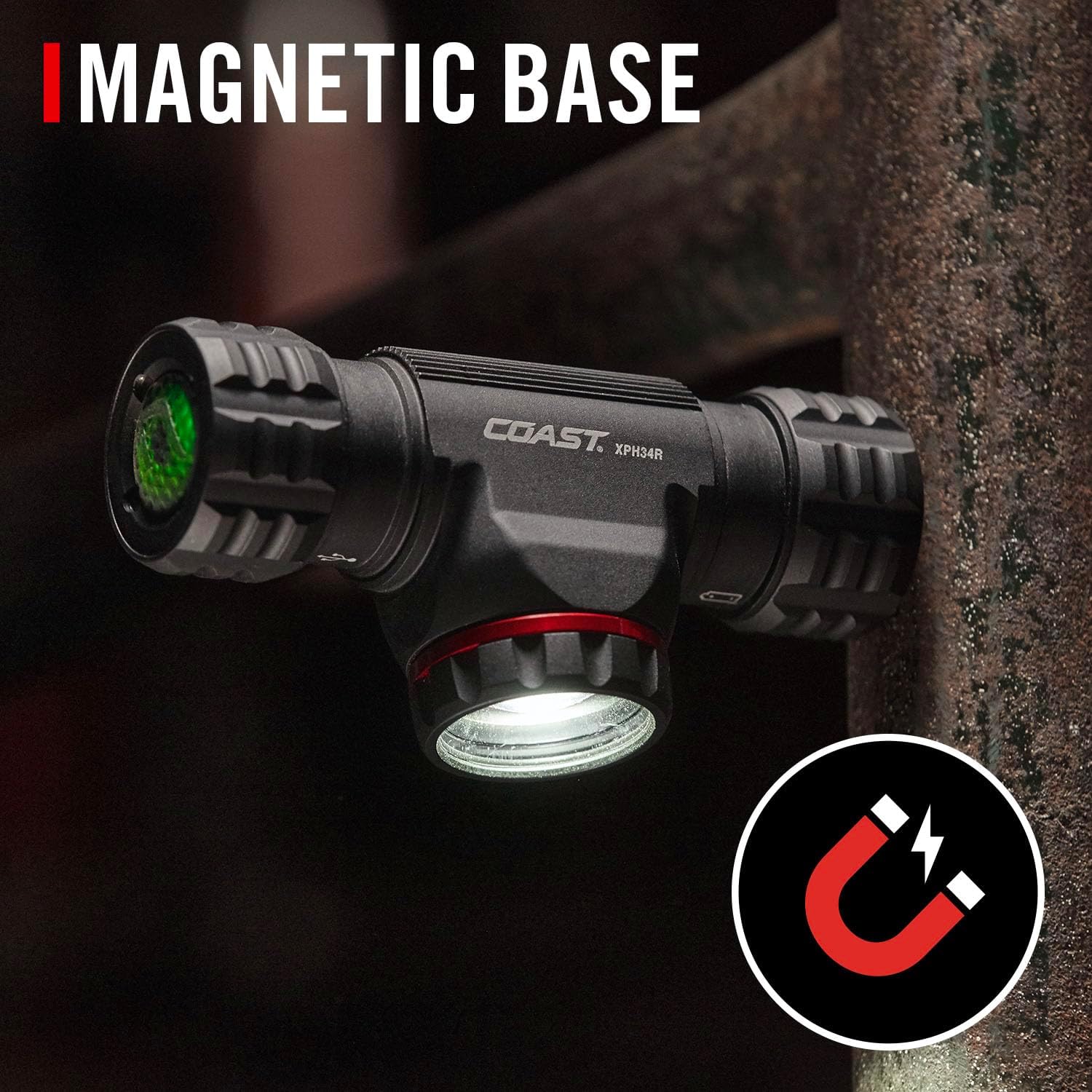 Coast XPH34R Rechargeable Headlamp with Dual Beam Magnetic Base