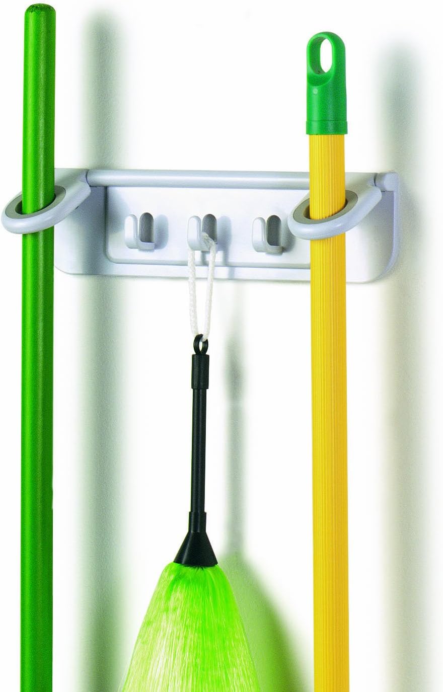 Spectrum Diversified Mop and Broom Holder and Organizer White