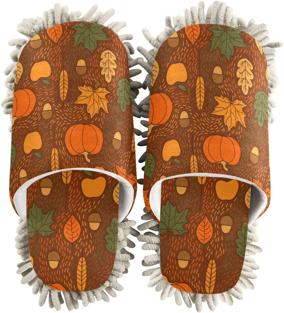 Pumpkin-Themed Mop Slippers for Women