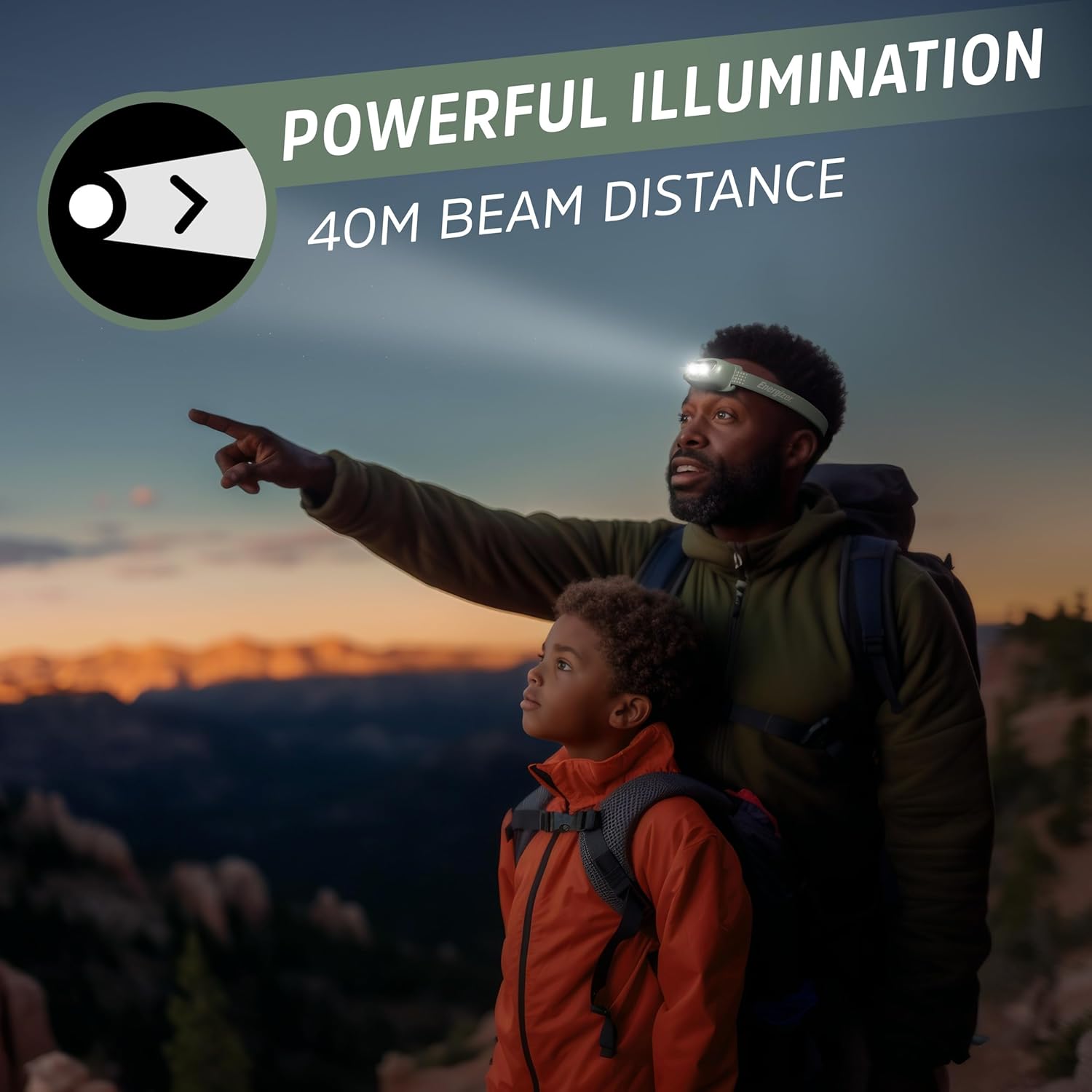 Energizer Universal LED Headlamp - Bright Outdoor Camping Light Pack of 2