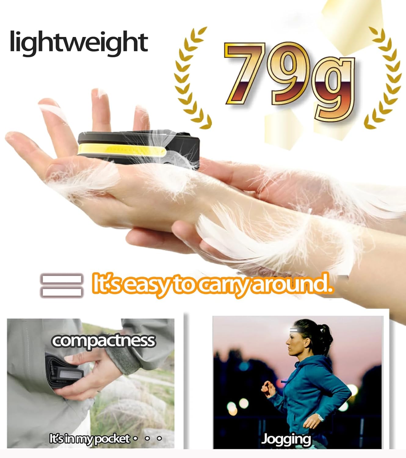 EzoLife Rechargeable Headlamp Red Light 230 Wide Beam