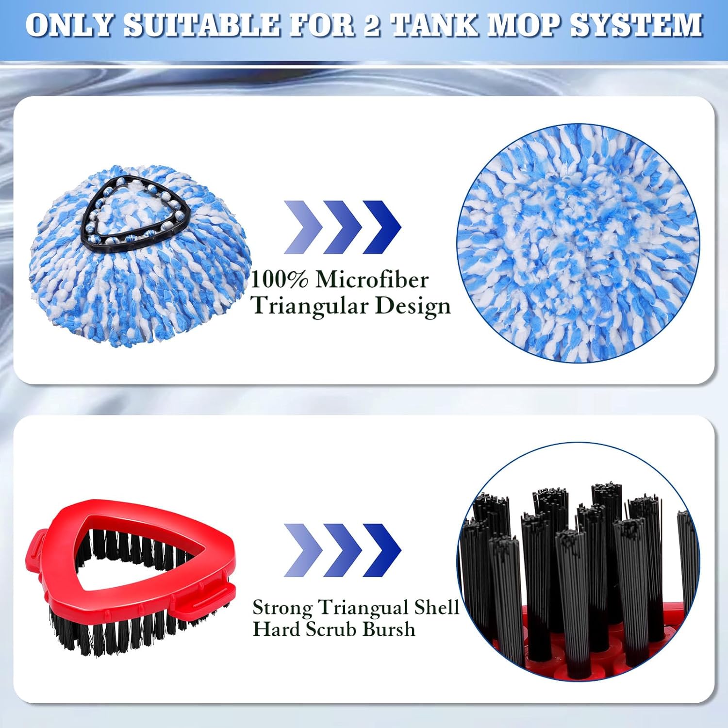WaIE Jiemi4-Piece Mop Replacement Heads for Oceda RinseClean 2-Tank System