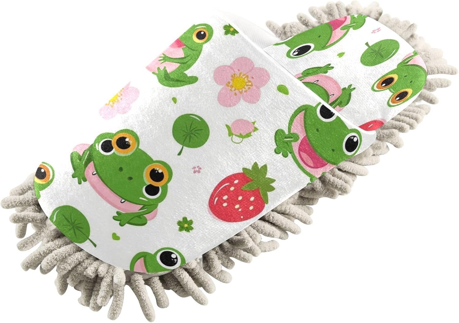 Cartoon Strawberry Kitchen Slippers Microfiber Mop Shoes for Home Cleaning
