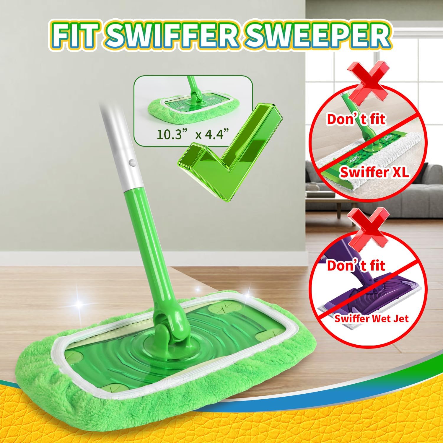 Reusable 100 Chenille Mop Pads for Swiffer Sweeper Washable 5-Pack
