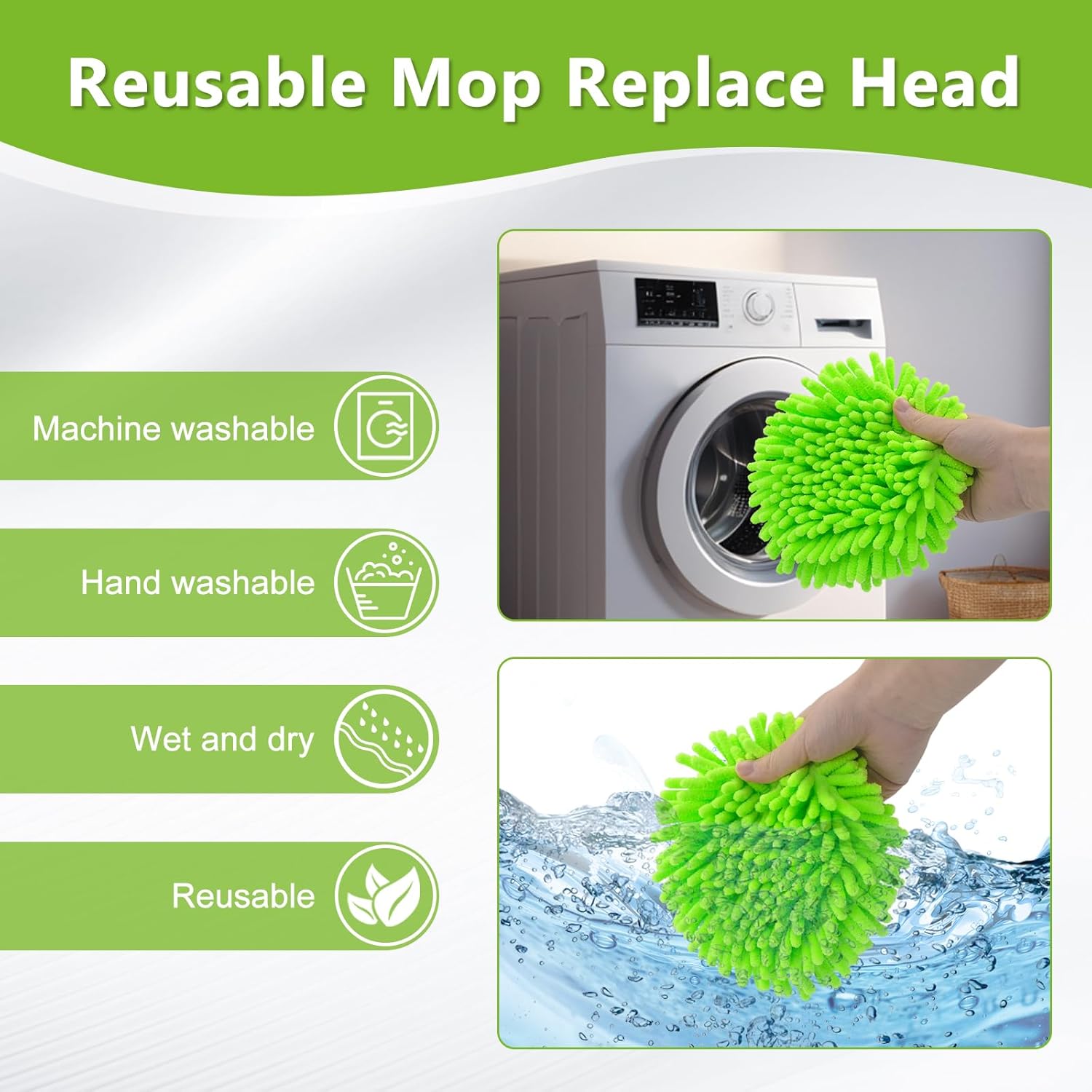 Aiyiried Mop Heads Replacement for Cedar RinseClean 2-Tank Spin Mop