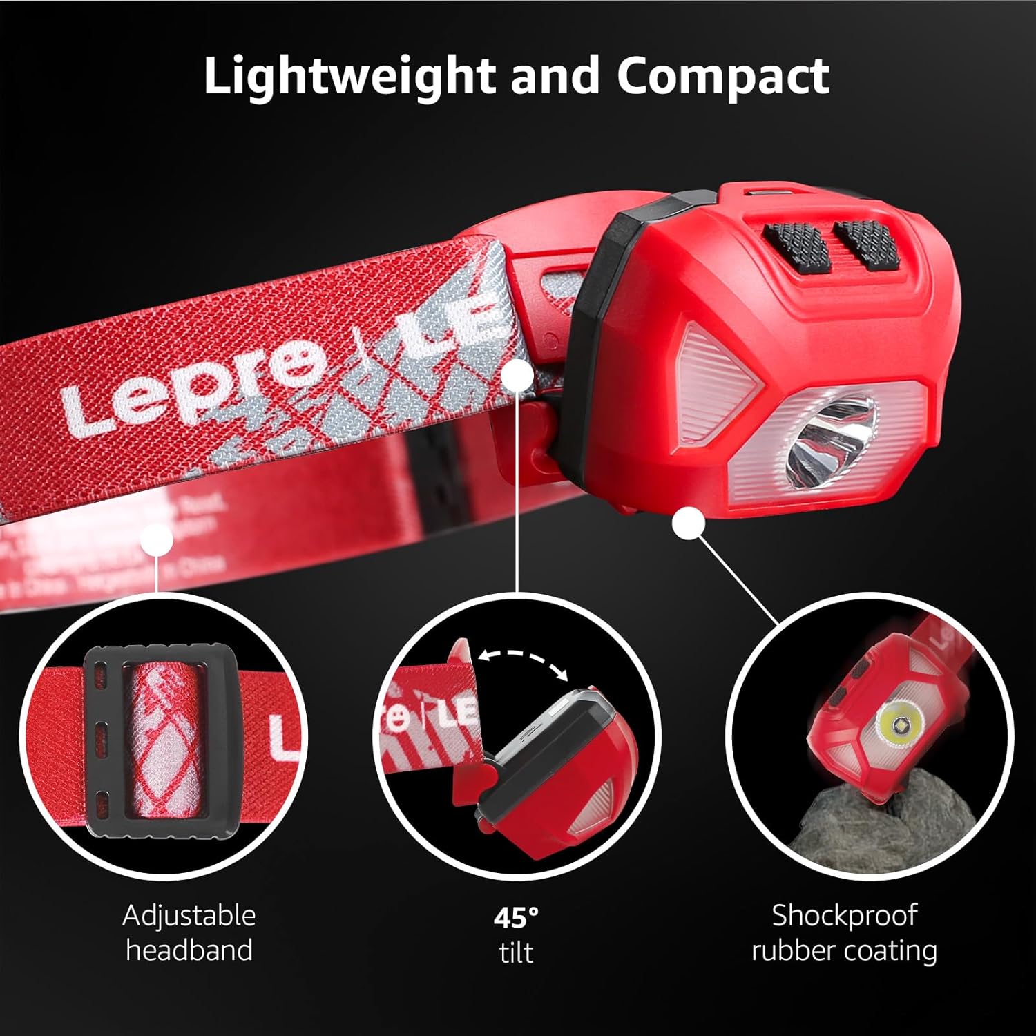 Lepro 320015 Battery-Powered Headlamp - Super Bright LED Headlamp