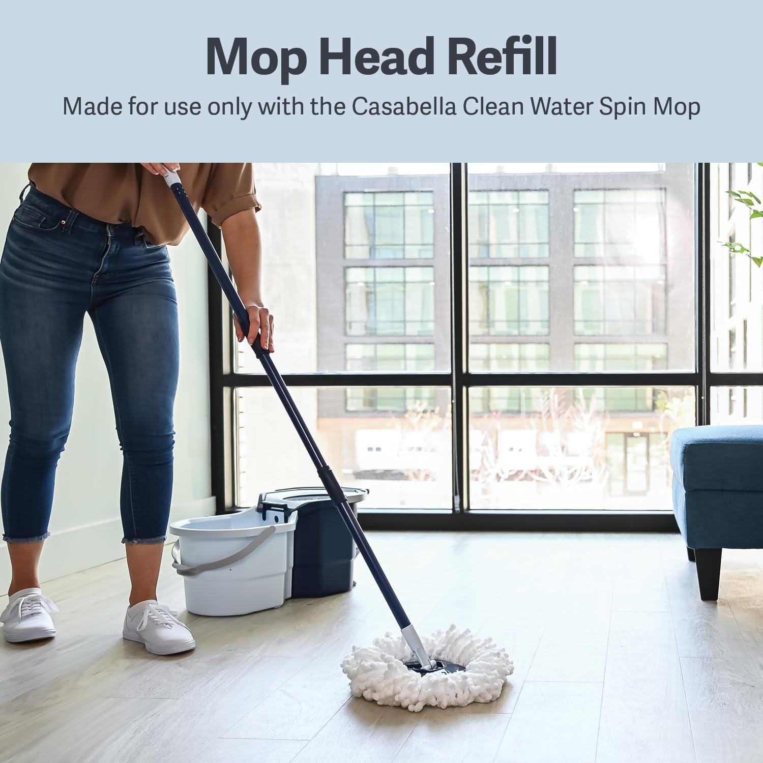 Secure Effective Mop Head Casabella Spin Mop Refill White