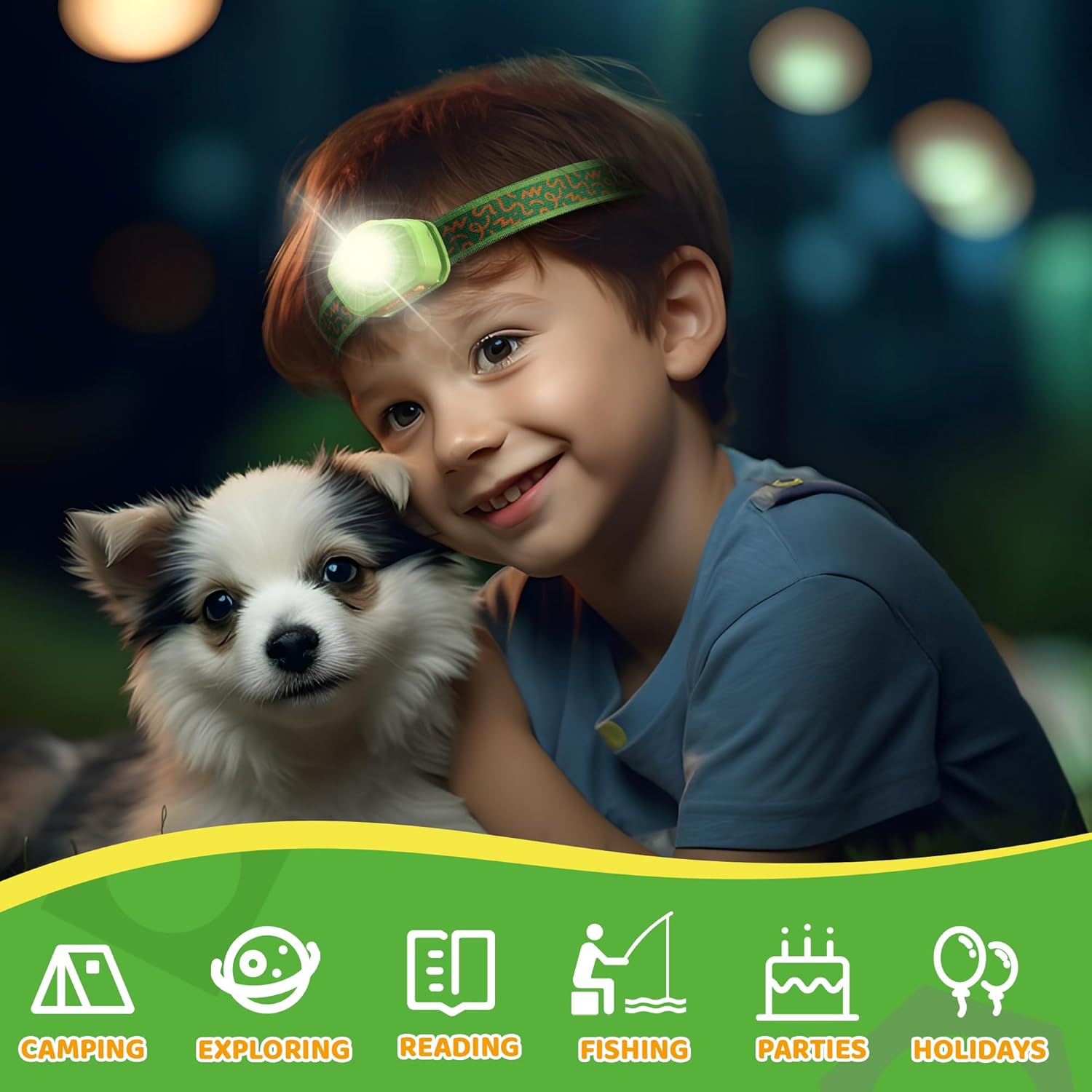 Bright Adjustable RGB Kids Headlamp for Camping More