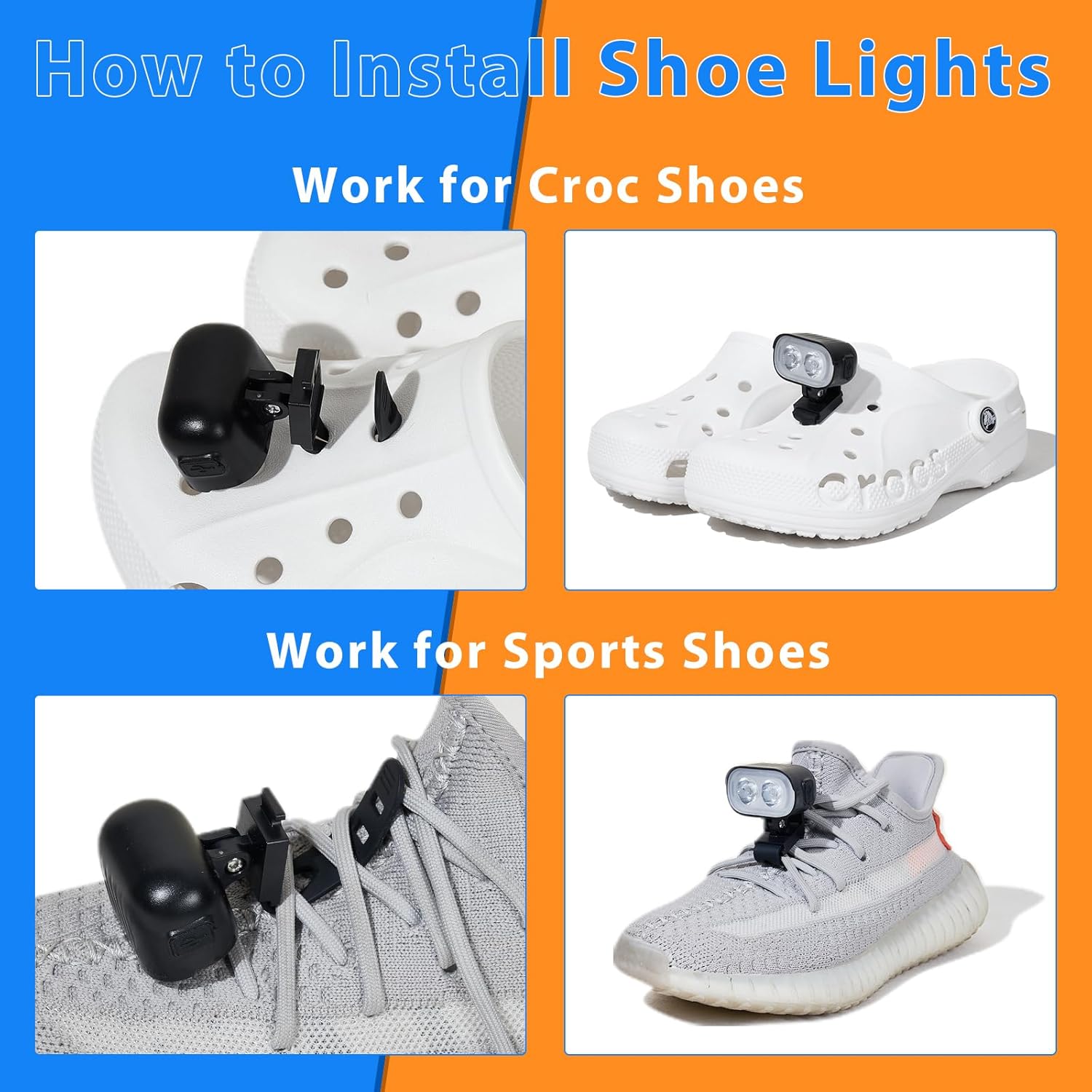 Bright Durable LED Lights for Crocs Shoes - Eco-Friendly camping