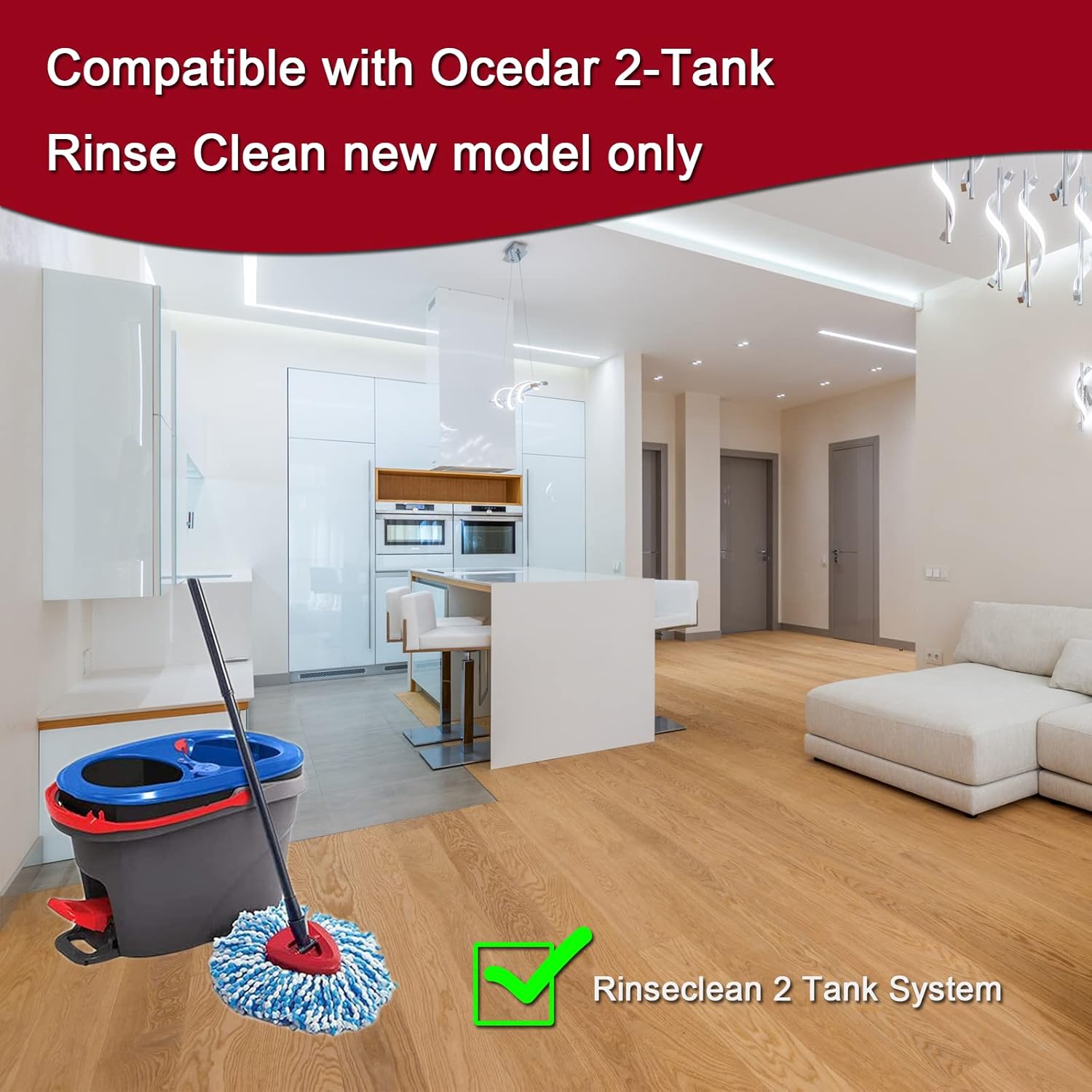 Set of 6 Spin Mop Heals Replacement Microfiber RinseClean 2 Tank