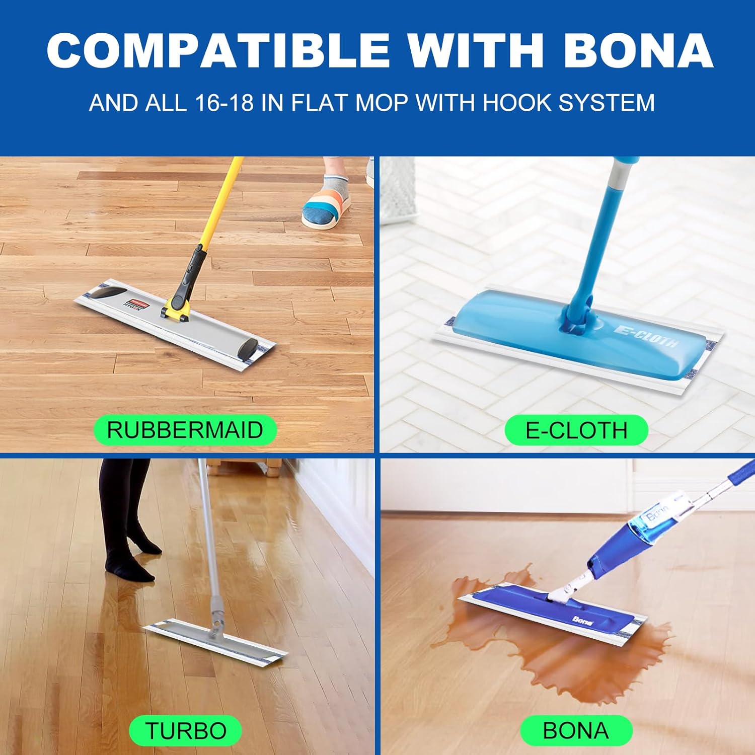 YHOVID Replacement Mop Pad for Flat Mops Microfiber Cleaners with Extra Coverage