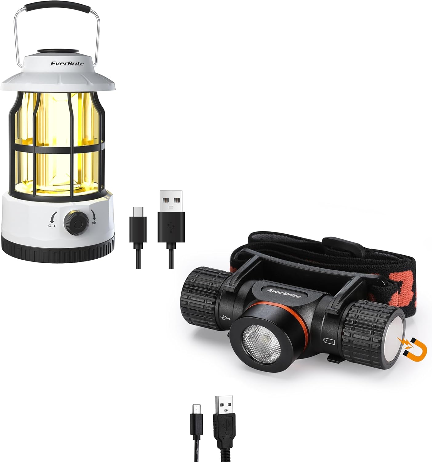 Even Brite LED Camping Lantern Rechargeable Headlamp
