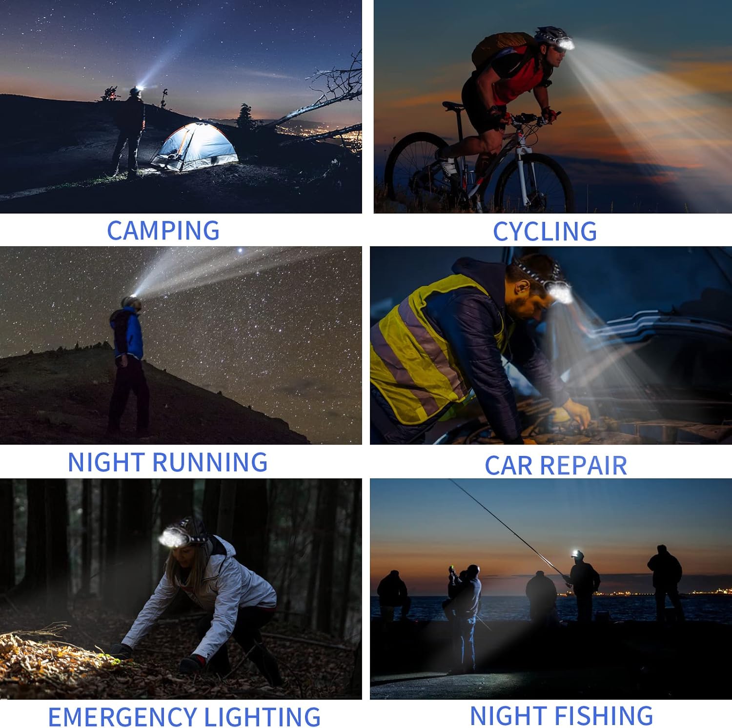 Rechargeable Headlamp 8 LED 18000 Lumen Waterproof with 8 Modes