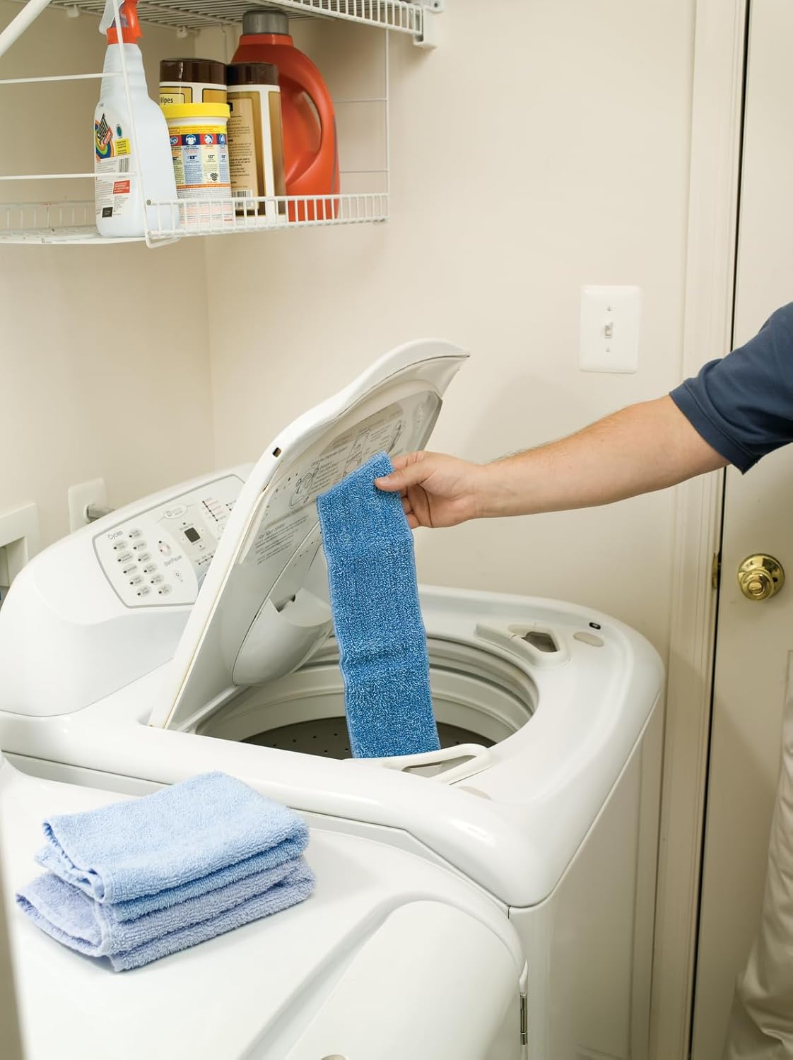 rubbermaid microfiber wet mop pad for professional cleaning blue 18 inch