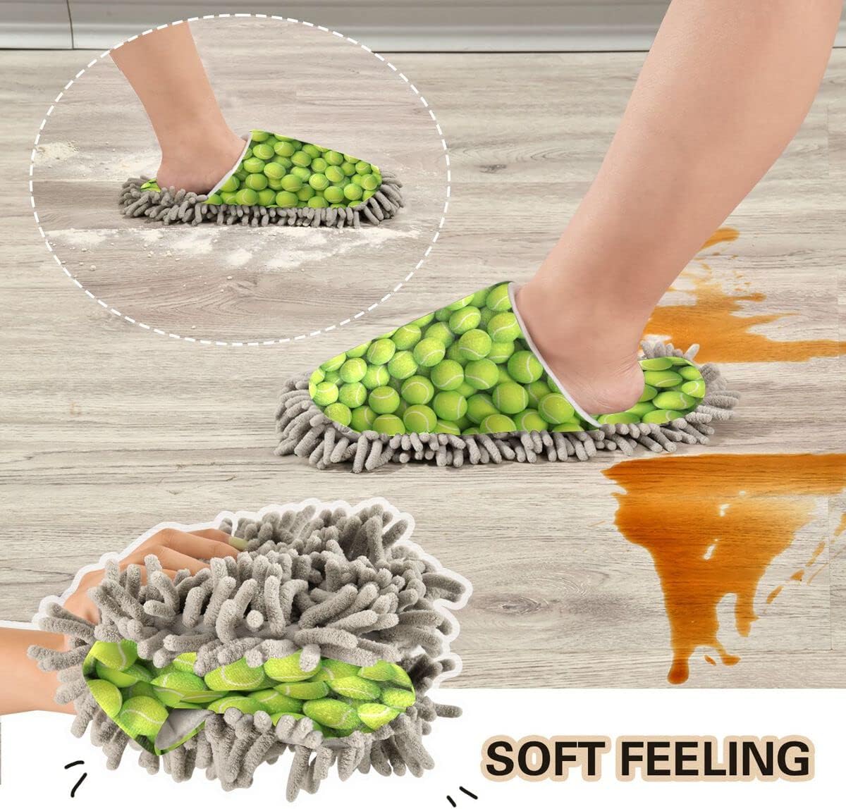 DOMIKING Tennis Ball Mop Slipper