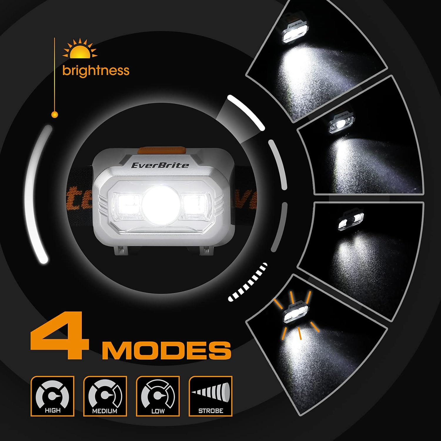 EverBrite LED Headlamp - 4 Lighting Modes 5 Pack