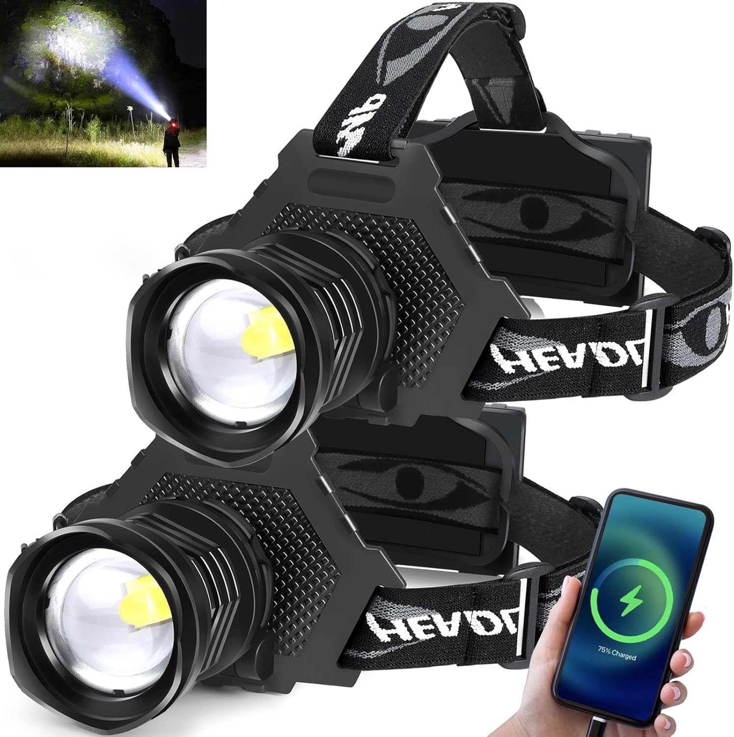 100000 Lumen Rechargeable Headlamp