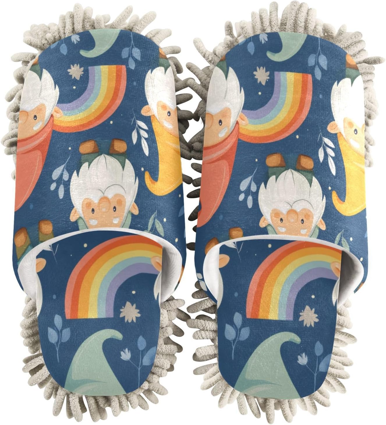 Microfiber Slippers Forest Gnomes Mop for MenWomen Size L