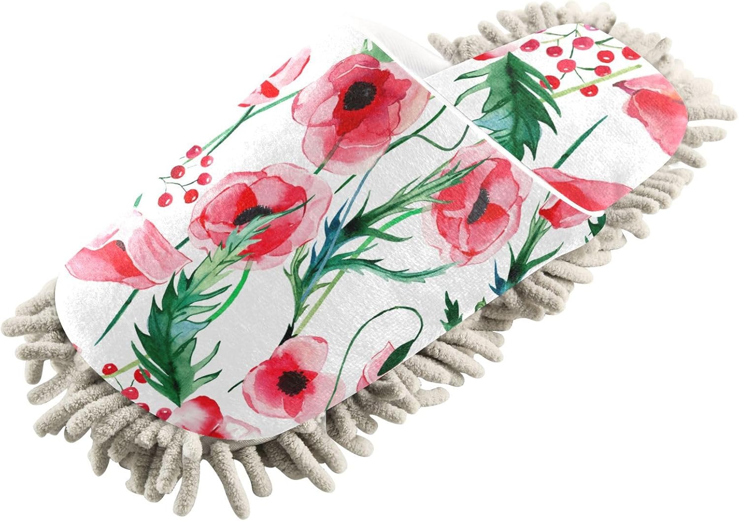 Summer Poppies Mop Slippers for Floor Cleaning