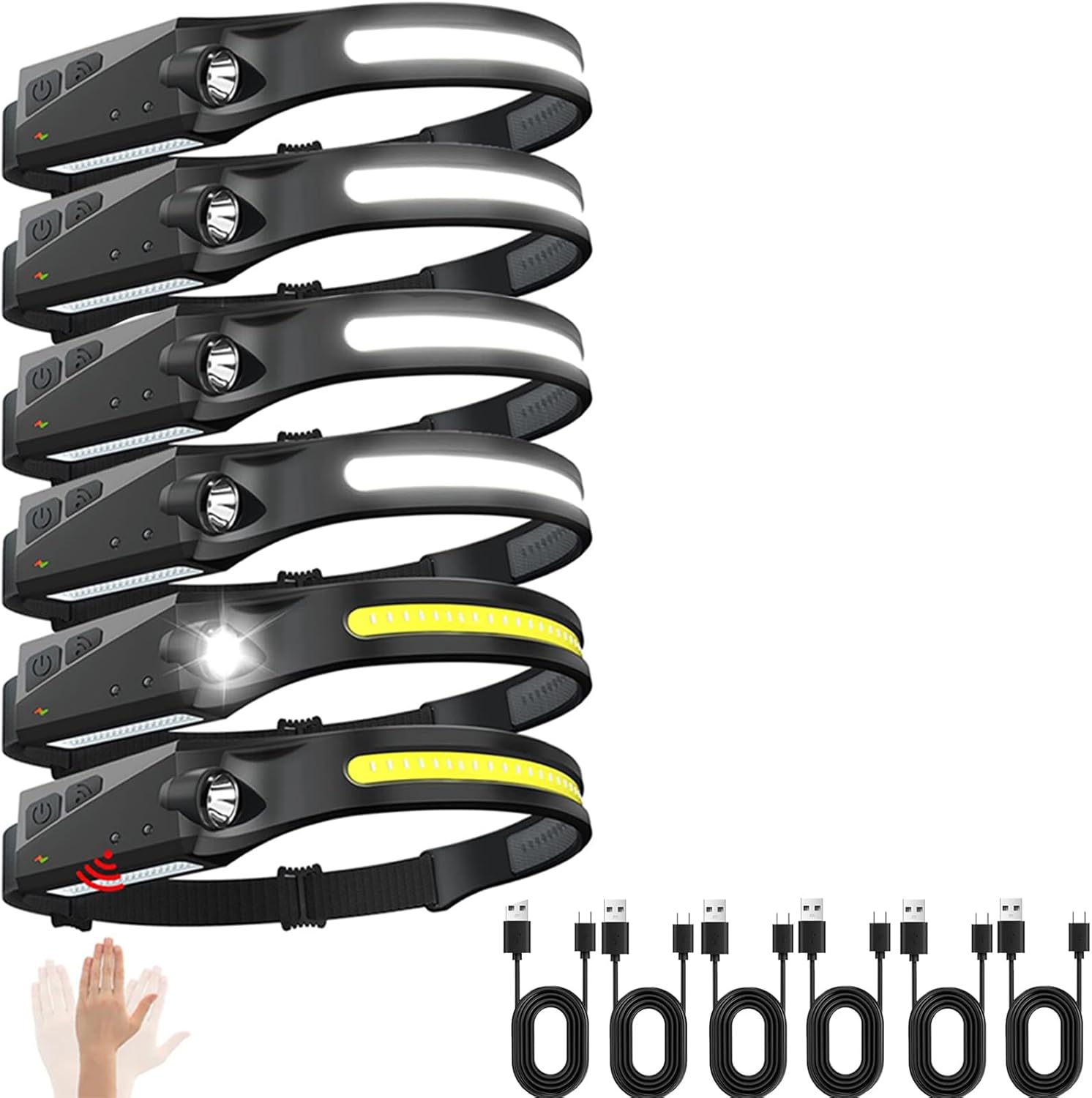 Ewenele Rechargeable LED Headlamp 6 Pack