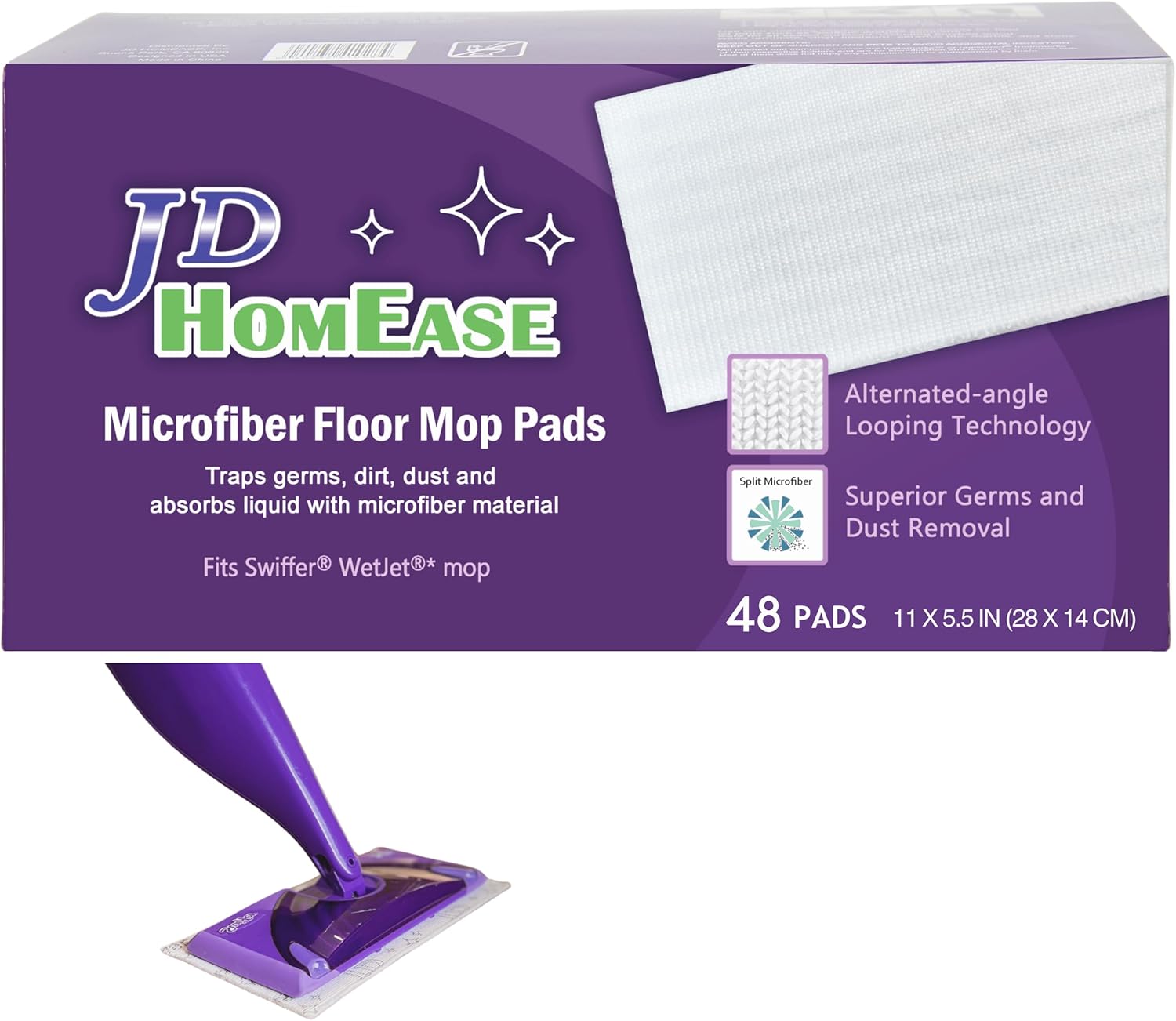 Durable Effective Floor MopPad with Microfiber for Swiffer WetJet 48-Count