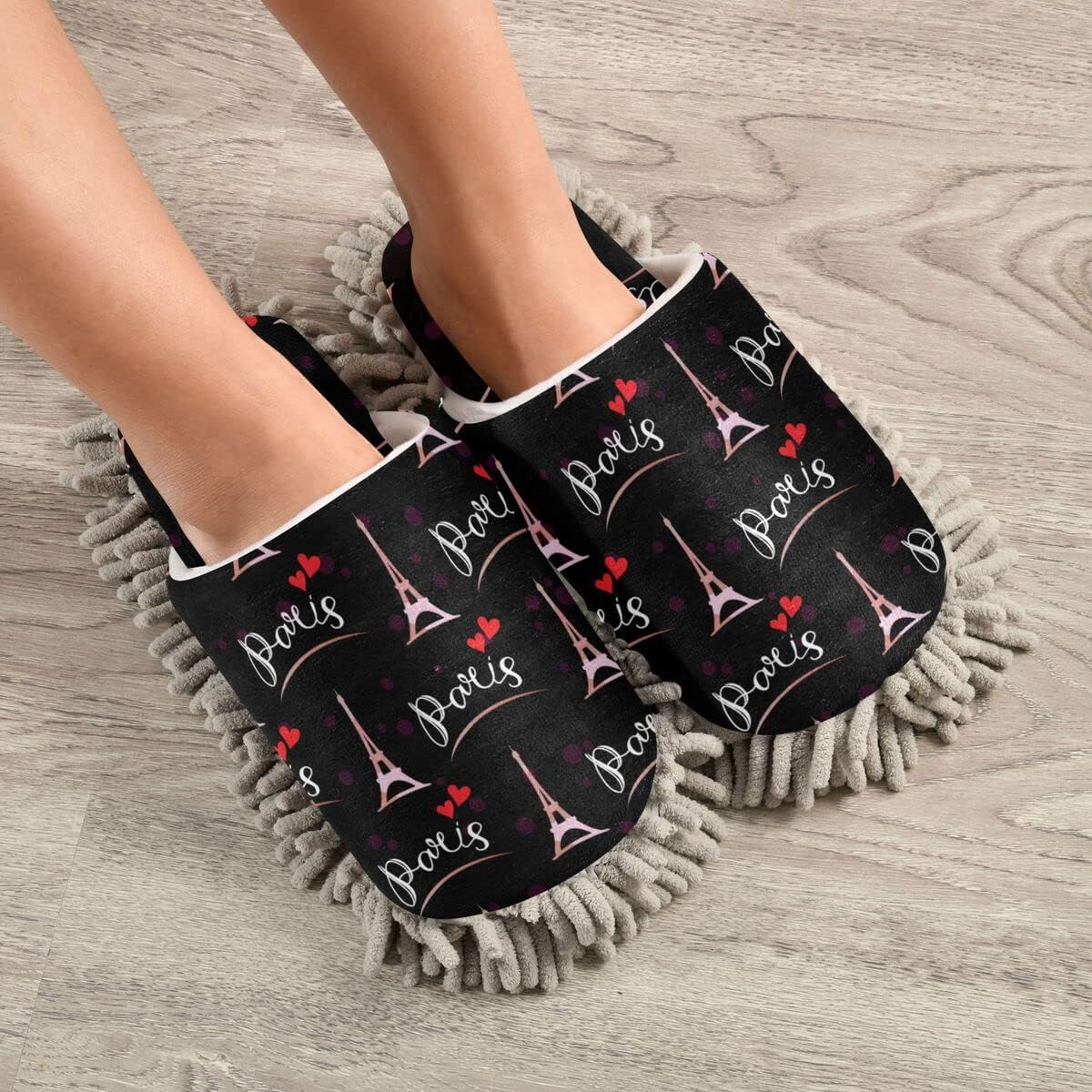 Eiffer Tower Reusable Soft Mop Slippers for Floors