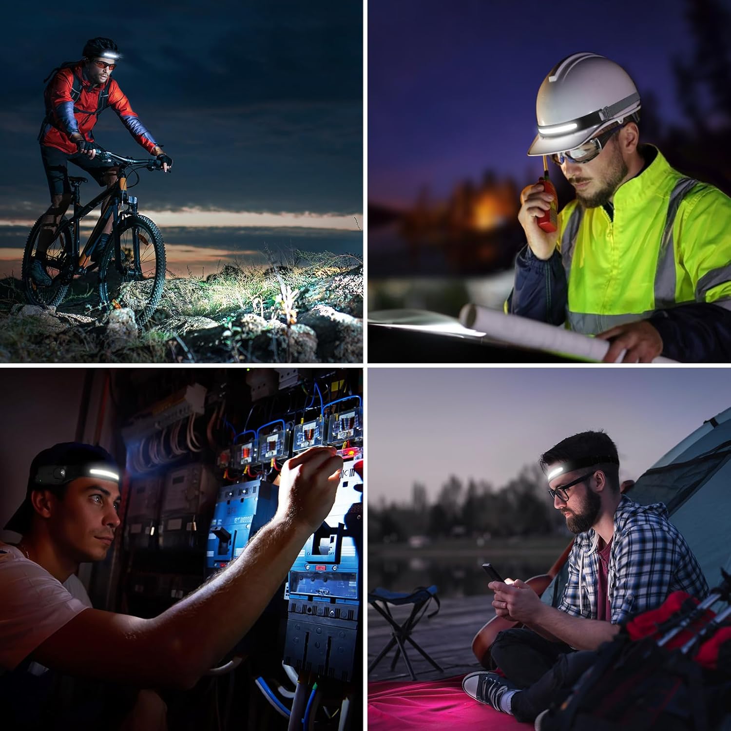 Rechargeable LED Headlamp for Camping Hiking Bright Durable