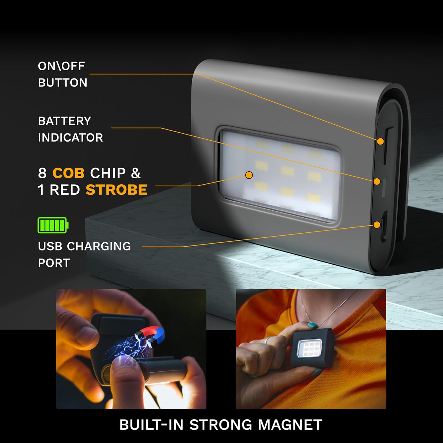 Reflective Running Lights 2Pack - Rechargeable Magnetic for Hiking Camping Safety