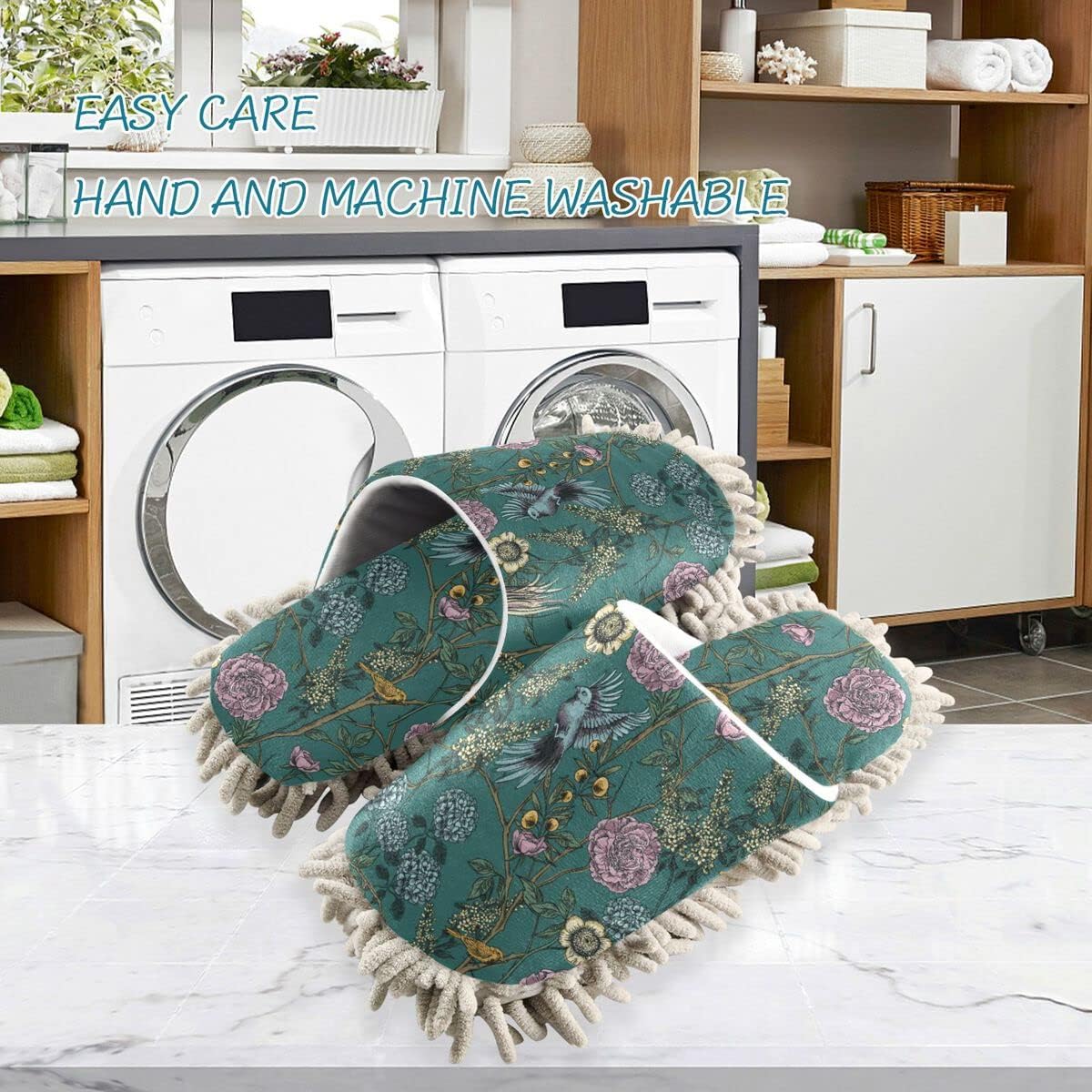 Floral Mop Slippers for Easy Floor Cleaning