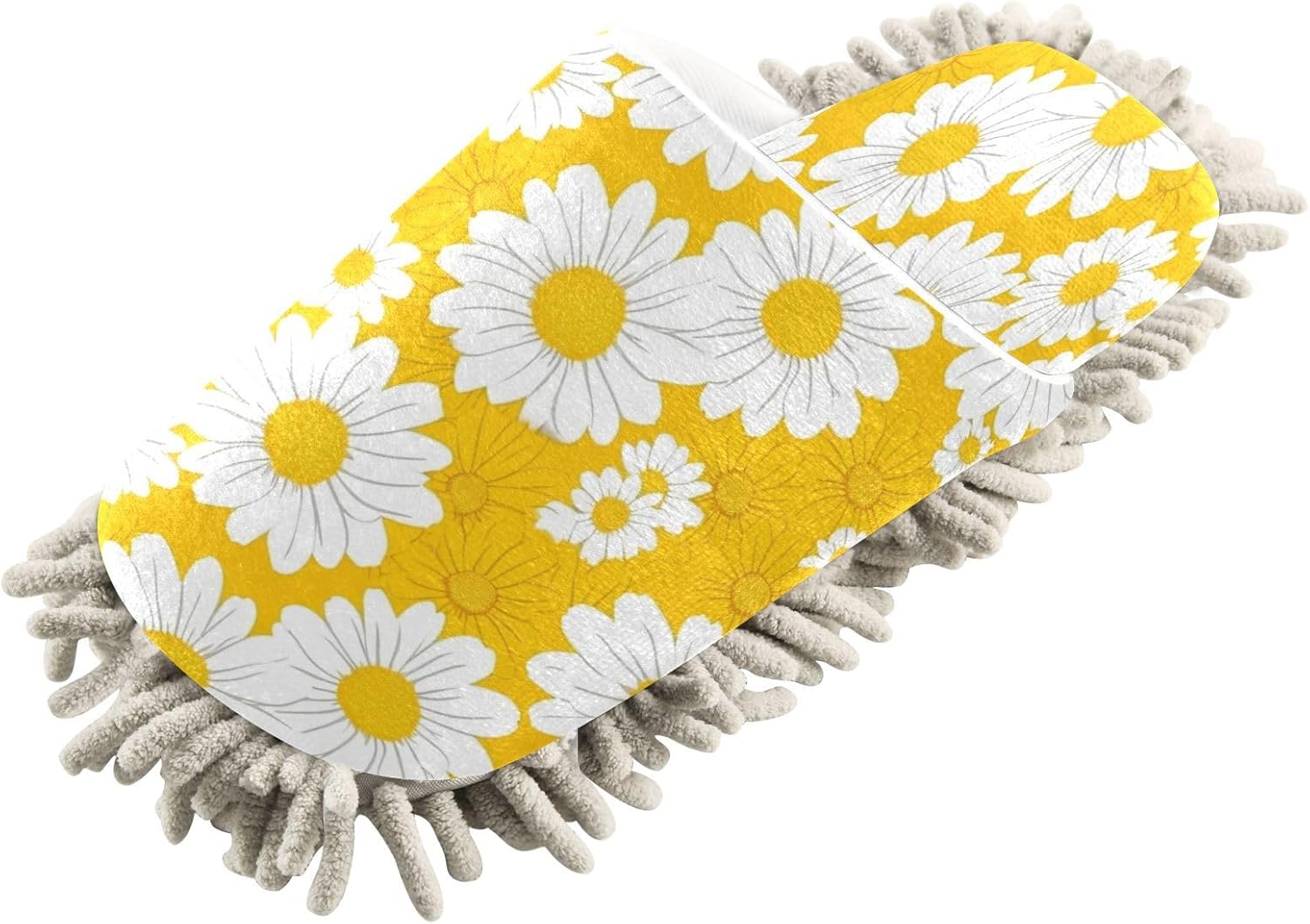 White Daisy Kitchen Cleaning Slippers - Washable Mop Shoes for MenWomen