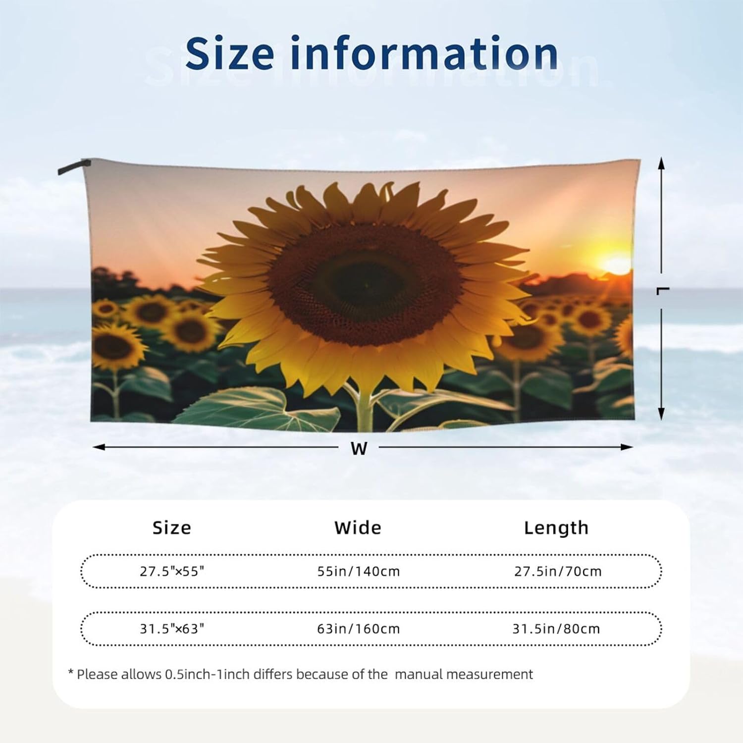 Sunflower and Sunset Print Quick Dry Towel