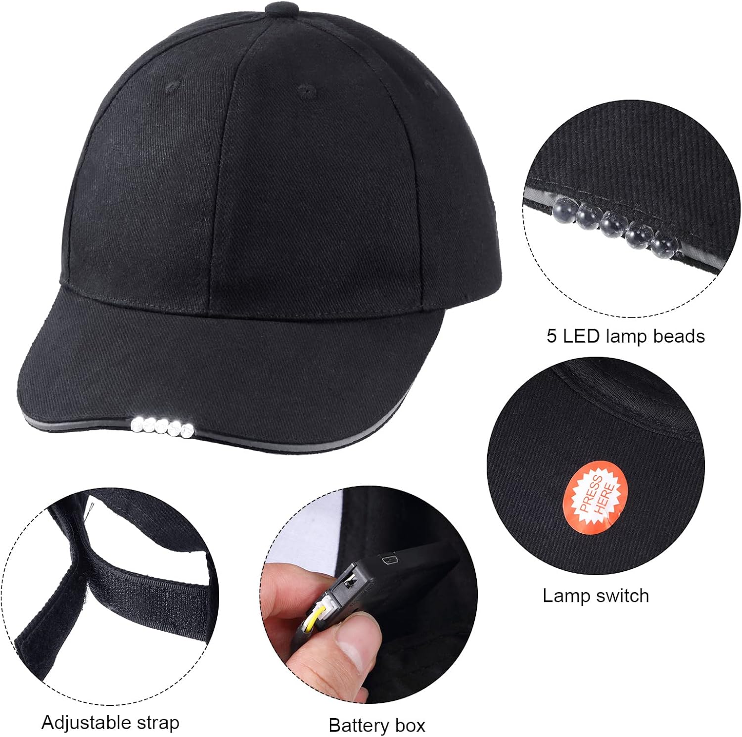 Manual Adjustable LED Baseball Hat