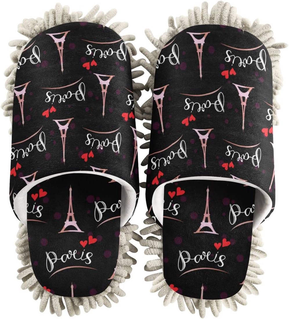 Eiffer Tower Reusable Soft Mop Slippers for Floors