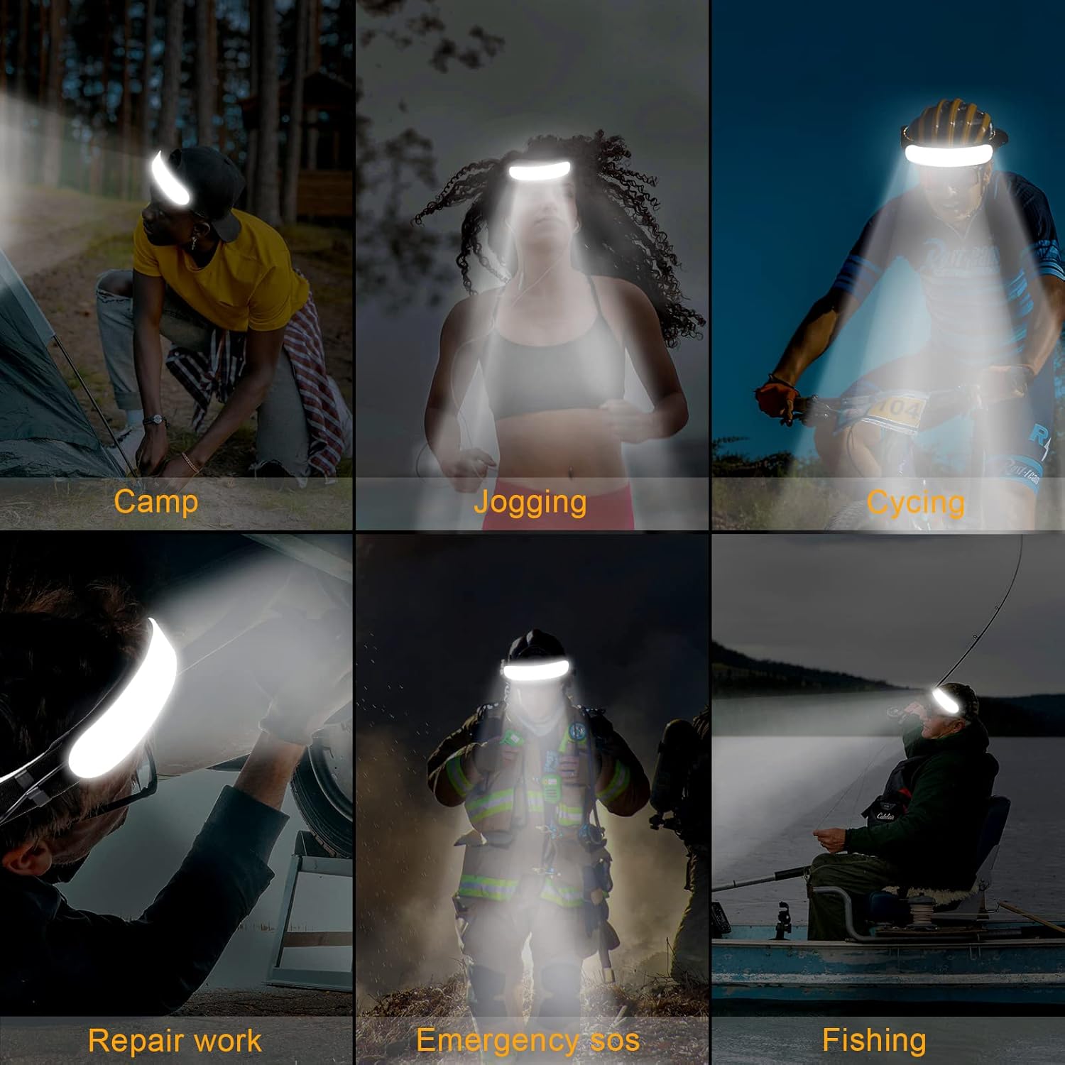 1500 Lumens Reusable Headlamp with 230 Beam for Camping Running Fishing