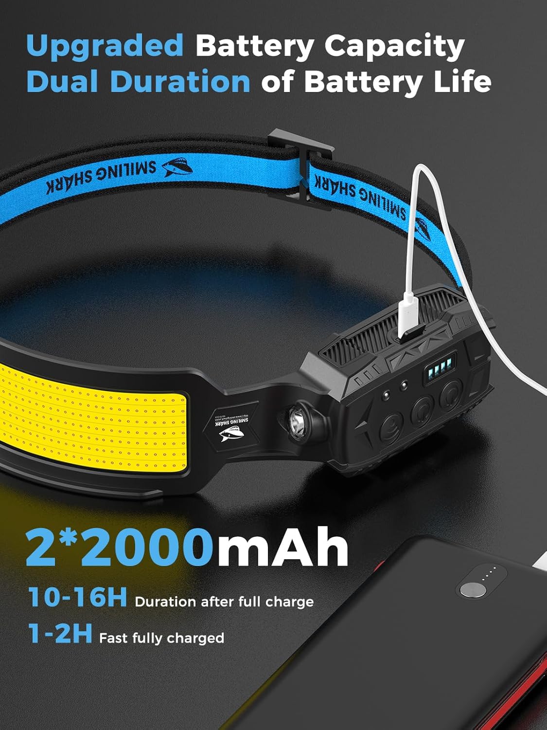 Headlamp Lights 2-Piece Rechargeable 7 White Lights 270 Beam