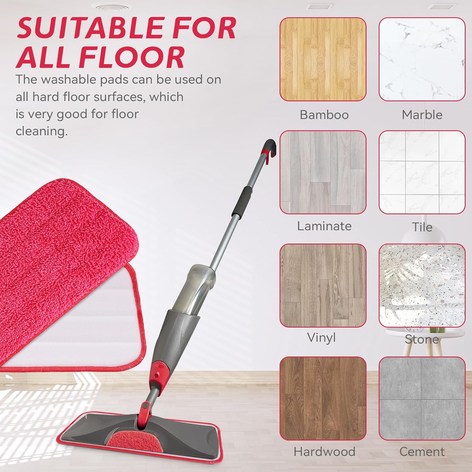 Reusable Microfiber Mop Pad for Rubbermaid Reveal Mops
