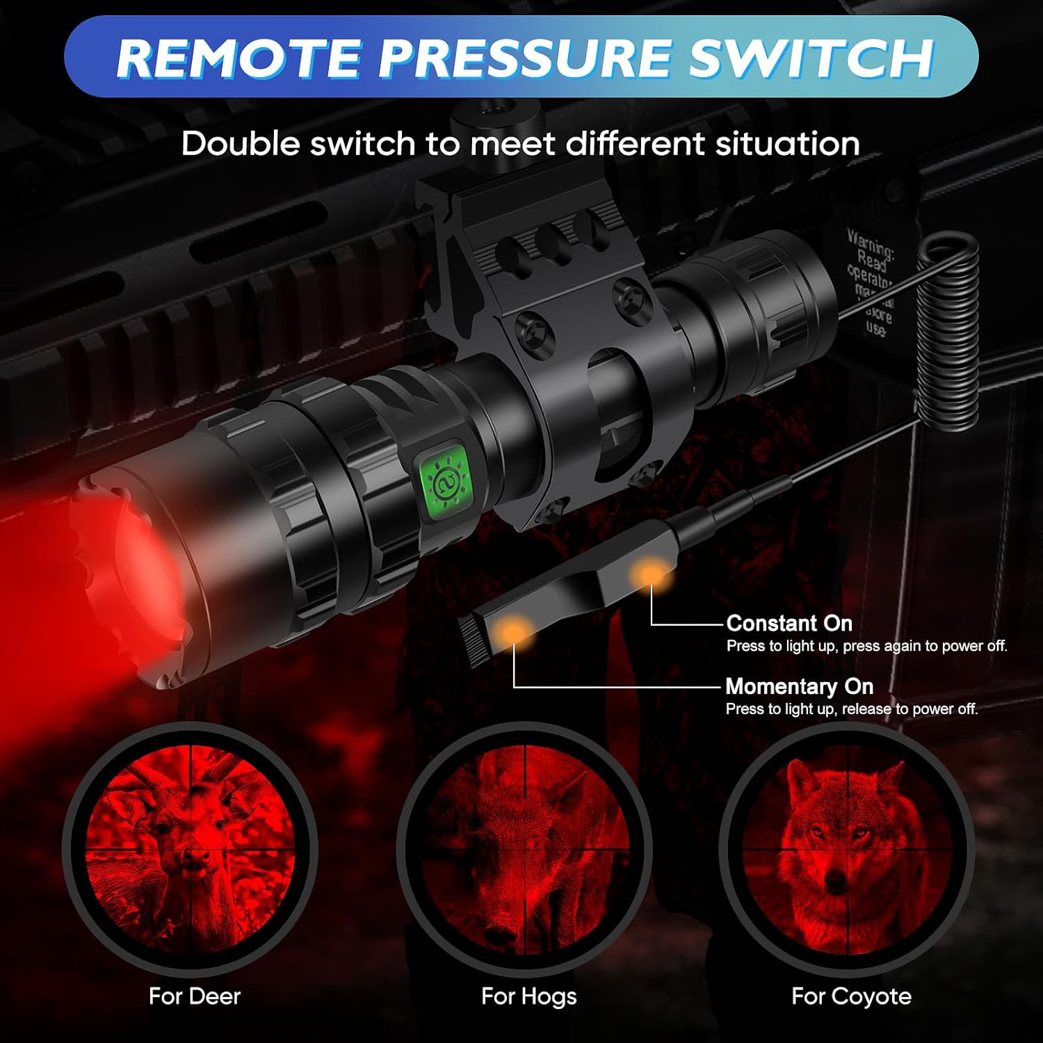 WINDFIRE Red Light Flashlight for Hunting Camping