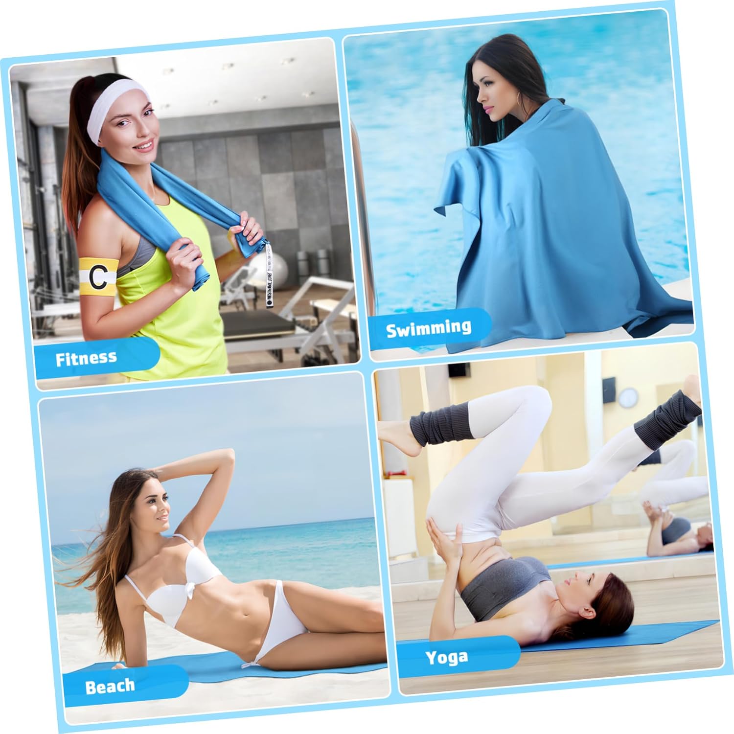 Quick-Drying Sky-Blue Beach Towel