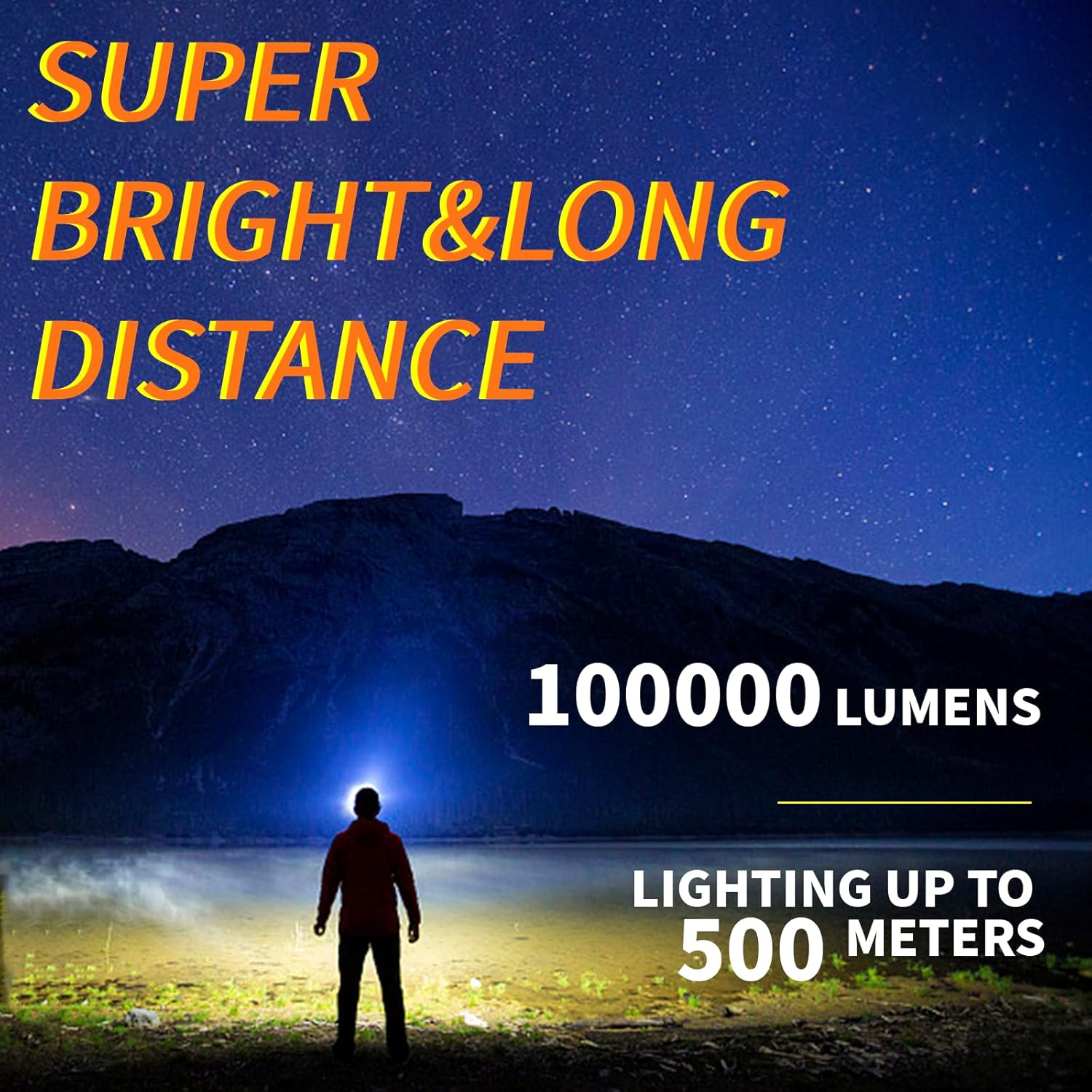 OCEGATE 100000 Lumen Rechargeable Headlamp Waterproof Adjustable for Camping Hiking