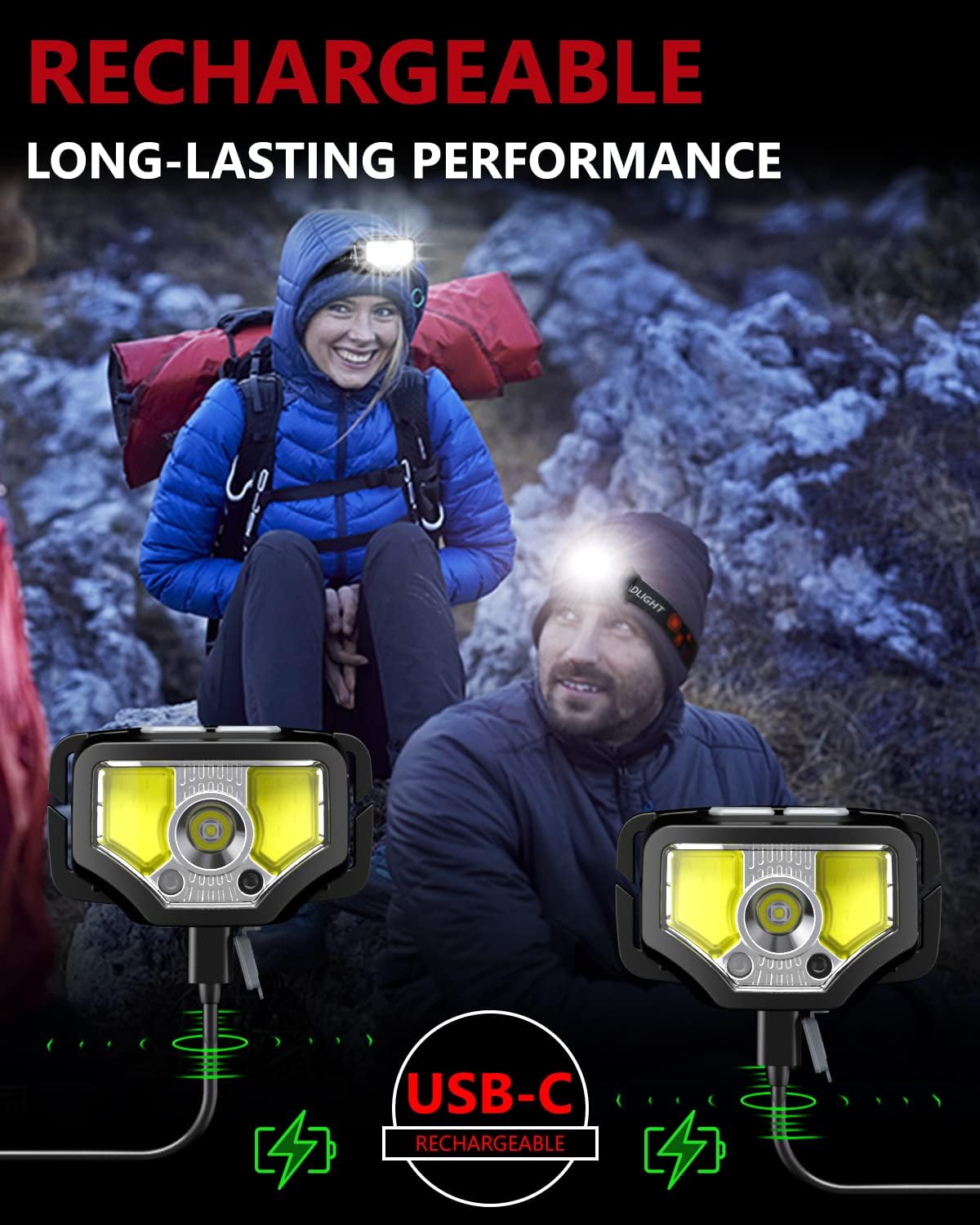 1200 LUMEN RECHARGEABLE HEADLAMP POWERFUL FOR ADVENTURERS