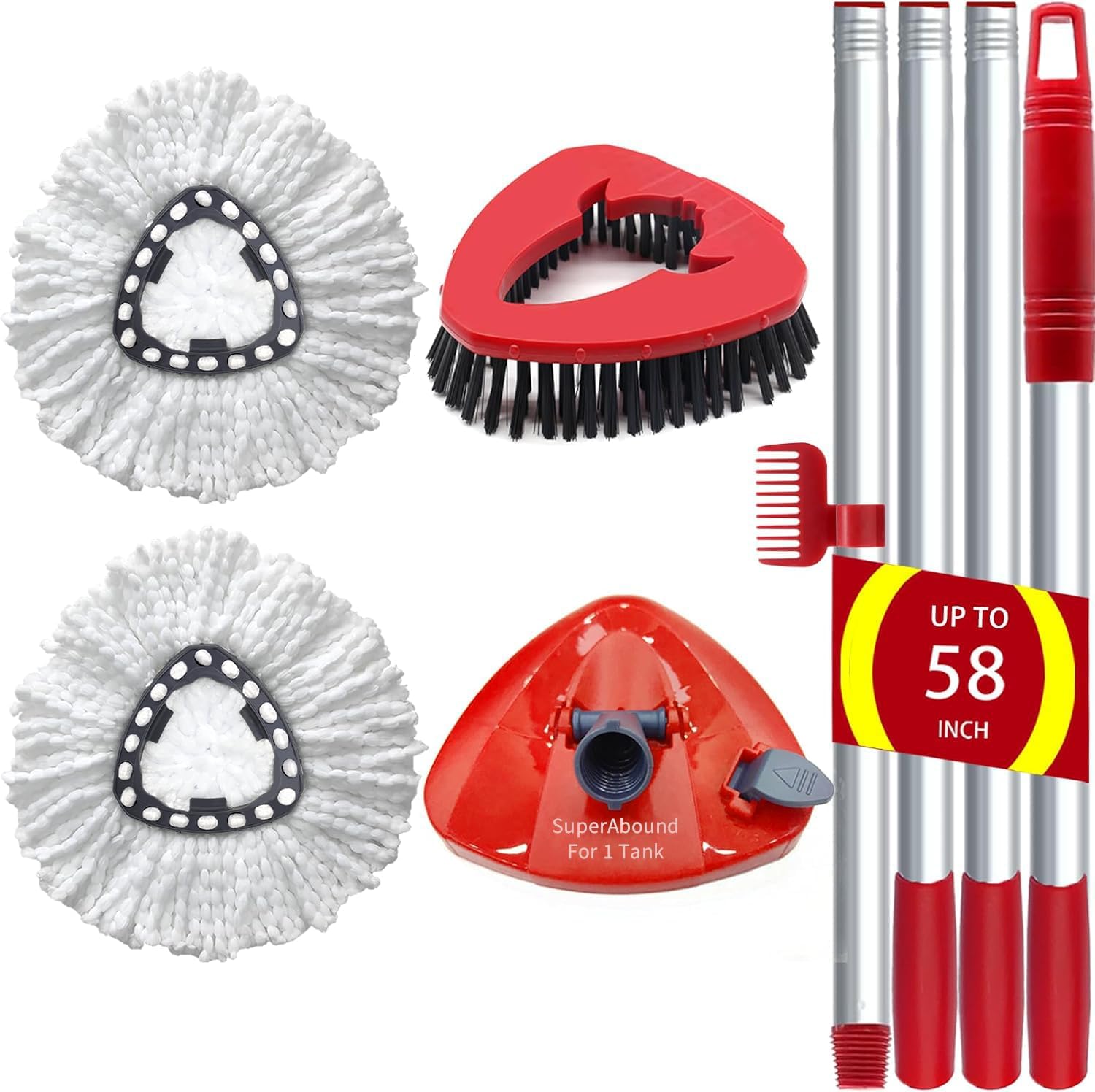 2-Piece Mop Replacement Head Set with Microfiber Rust-Resistant Design