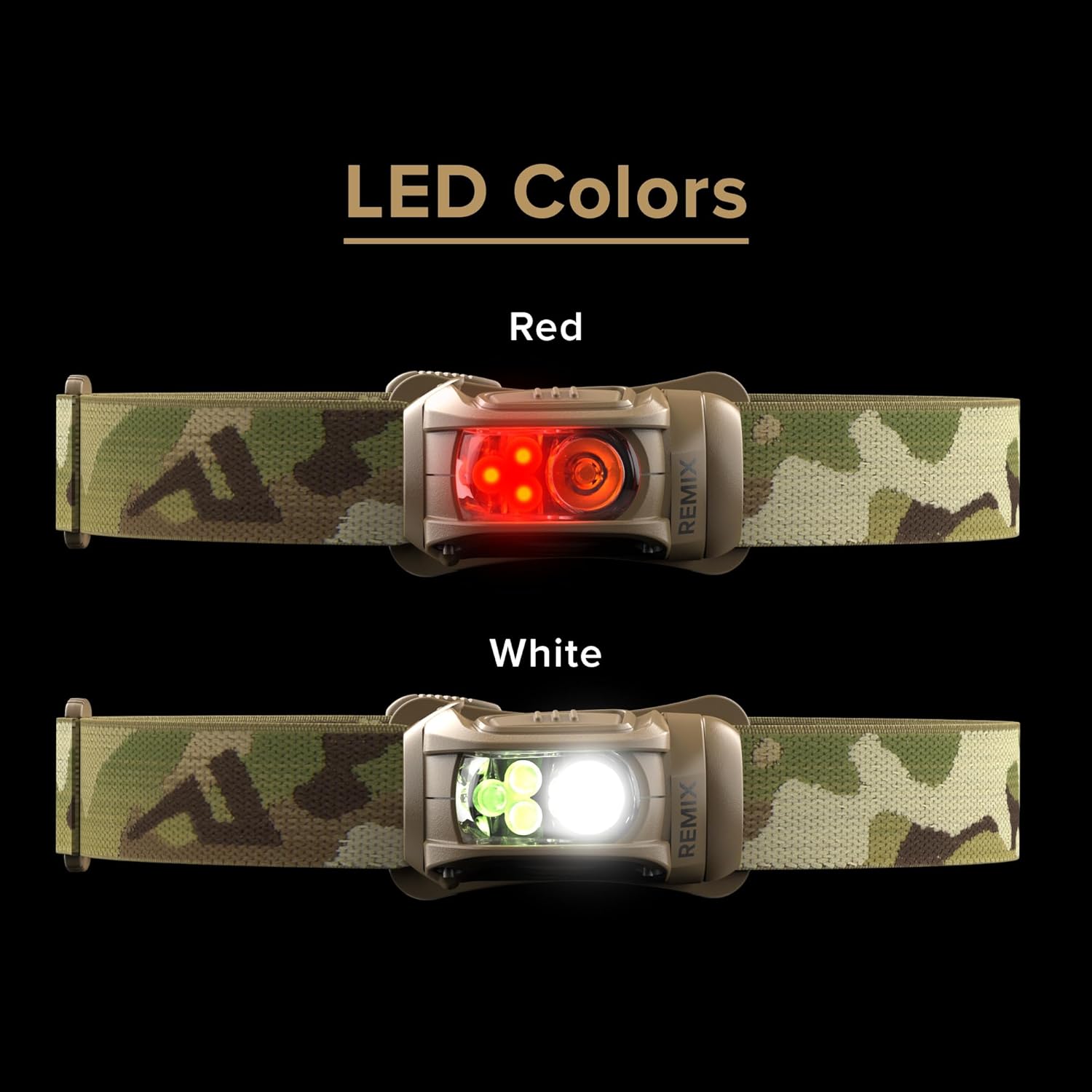 Princeton Tec Remix LED Headlamp 450 Lumens Multicam wRed LEDs RMX300-RD-MC